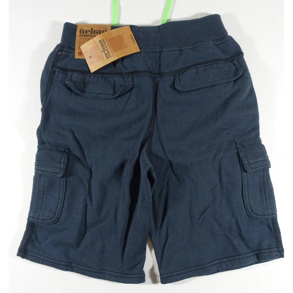 Urban Pipeline Fleece Cargo Shorts Boys Medium Sweats Cotton Blend Navy NWT